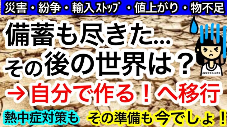 備蓄も尽きた…。その後の世界は？自分で作る方向へ。でもその準備は今しないと、その頃には買えませんよ！では、何を揃えれば良いのか？をご紹介します！