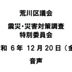 【荒川区議会】震災・災害対策調査特別委員会（令和6年12月20日）